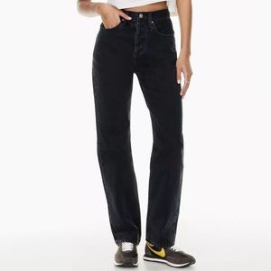 Denim Forum The Joni High Rise Loose Black Denim Size 25 32L Aritzia